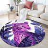 Purple Leopard Round Area Rug,Carpet Rug for Living Room Bedroom Sofa Playroom Decor,Non-slip Floor Mat