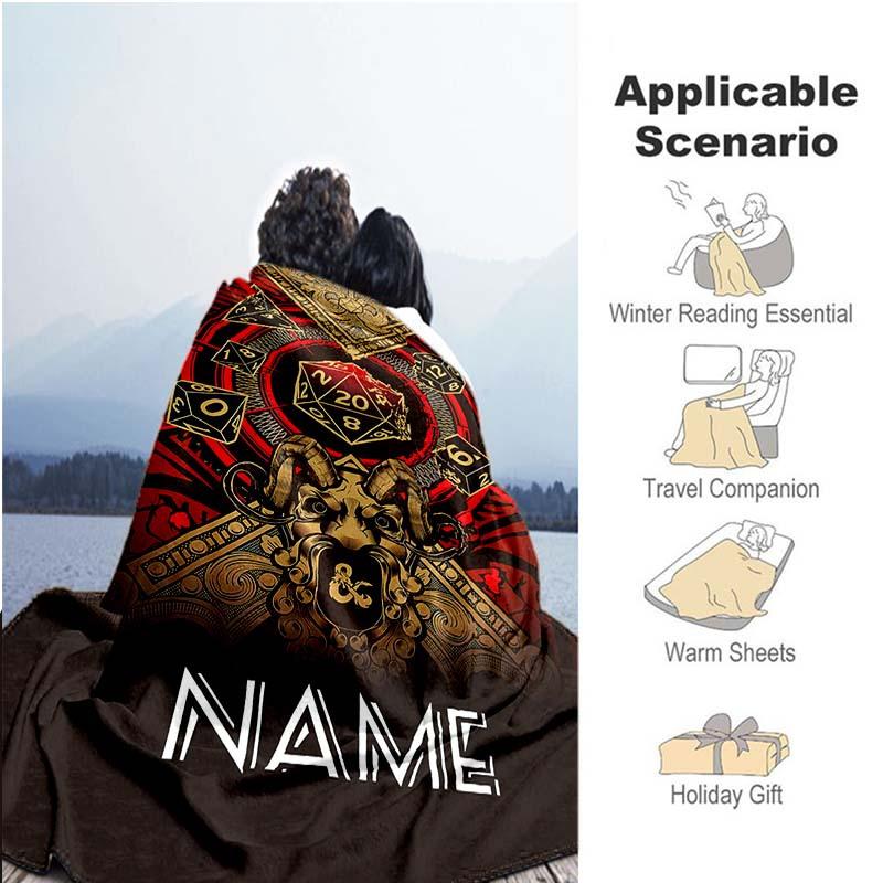 Dark Dice Style Customize Your Name Blanket Warm Comfortable Soft Blanket For Chair Office Sofa Bed Sofa Office Camping Suitable For Gifting Relatives
