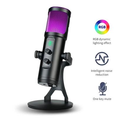 USB Microphone for PC Mac Gaming Recording Streaming Podcasting, Computer Condenser RGB Mic with Phone Adapter Headphone Output