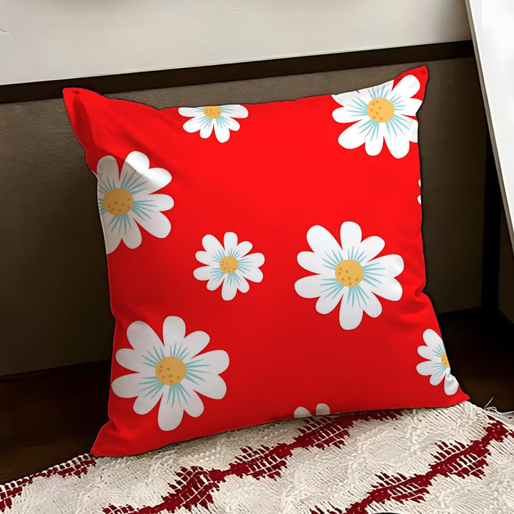 Dewy Daisy Cushion Cover Reversible Soft Durable Pillow Cover Home Car MultiScene Use for Daily Comfort