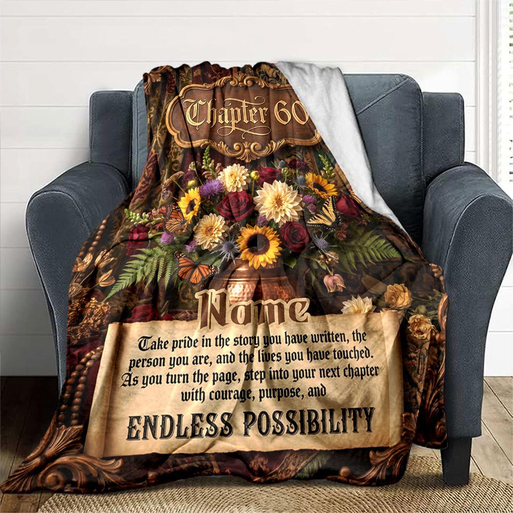 Happy 60Th Birthday Blanket Personalized Name Soft Warm And Versatile For Sofa Bed Office And Travel Machine Washable Comfortable In All Seasons Best