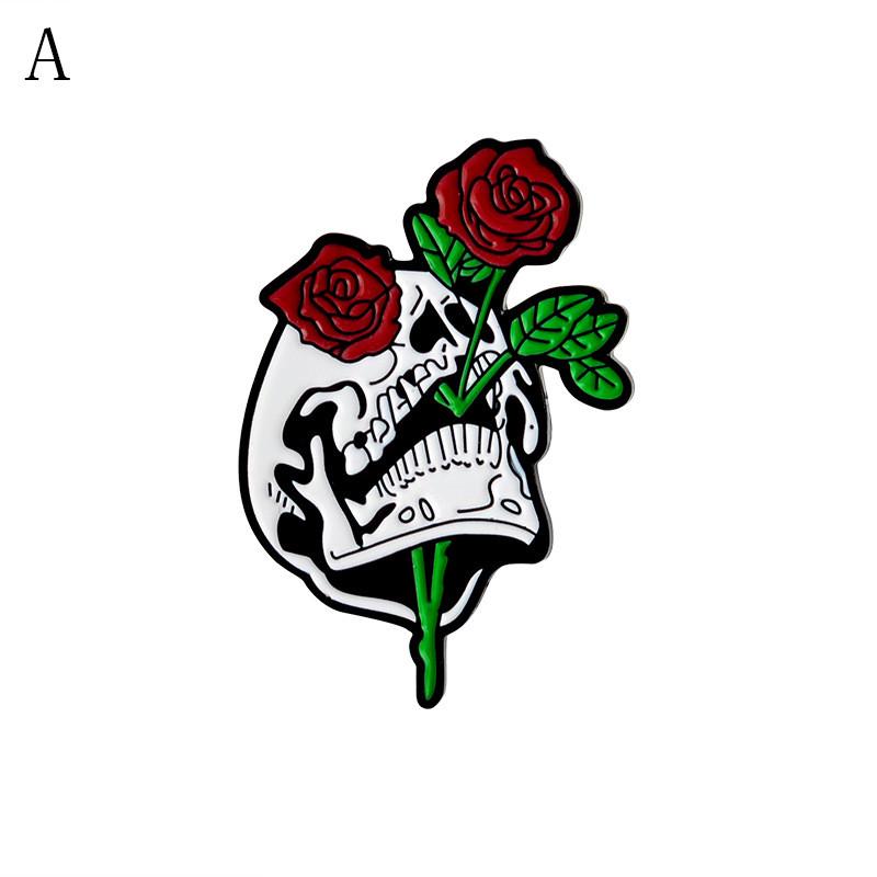Rose Skull bat bee moon crystal ball Badges Gothic Design Enamel Brooches Pin SP