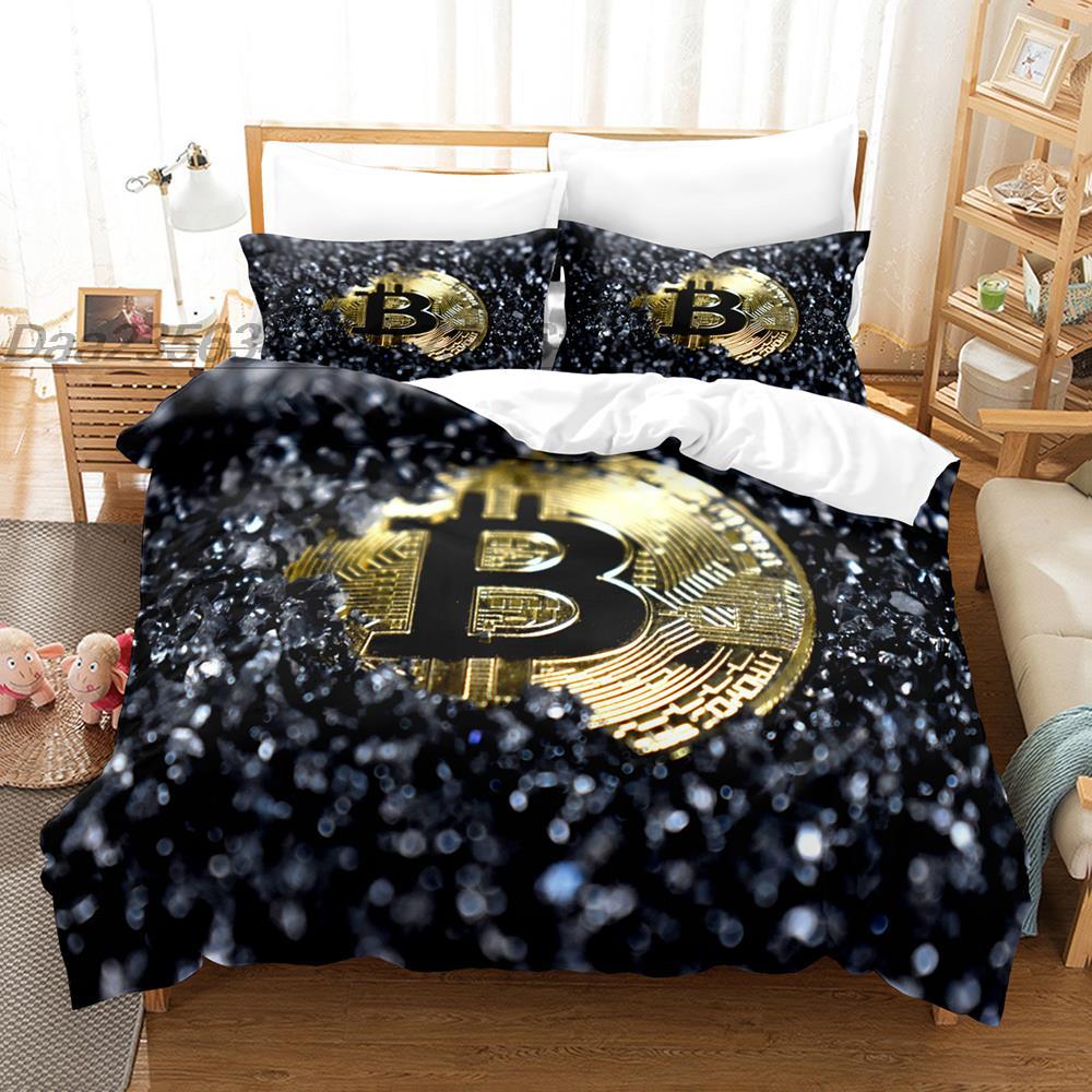 

Комплект постельного белья с рисунком биткоина, односпальная кровать, двуспальная кровать размера «king-size», комплект постельного белья для детей, комплект пододеяльников с 3D-принтом EU King(240x220cm)