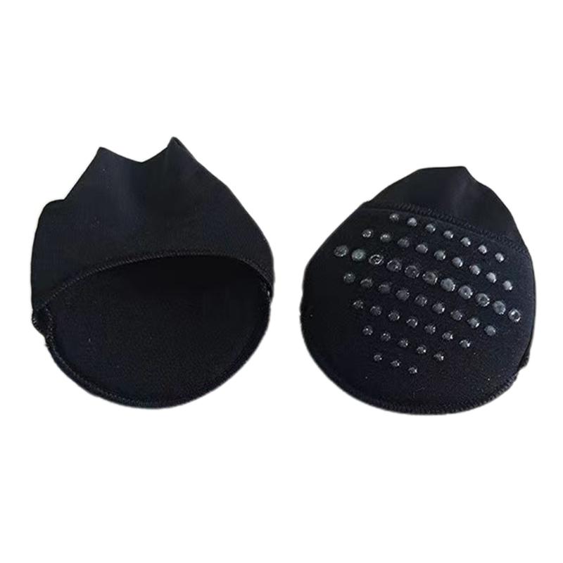 1 Pair Women Sheer Mesh Toe Cover with Padding Non-Skid Bottom Toe Topper Liner Forefoot Pads Cushion Half Socks Insoles