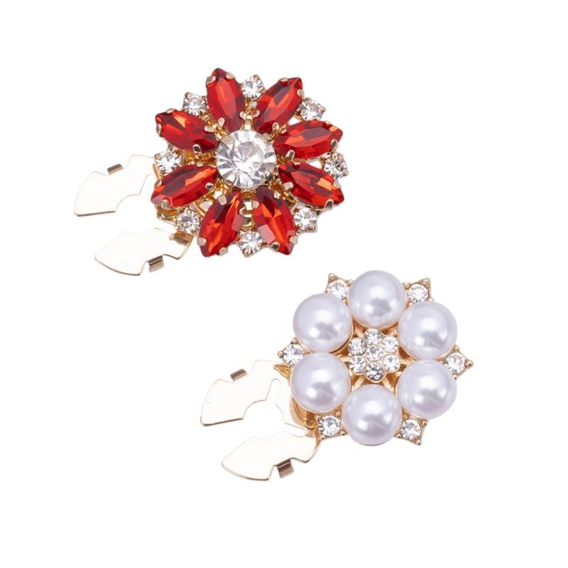 Crystal Pearl Button Covers For Women Blouses Detachable Clip-On Shirt Coat Decorative Buttons Diy Sewing Buttons Holiday Decor