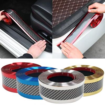 Car Door Sill Protector Stickers Anti Scratch Rubber Strip Carbon Fiber Car Threshold Protection Bumper Film Sticker Car