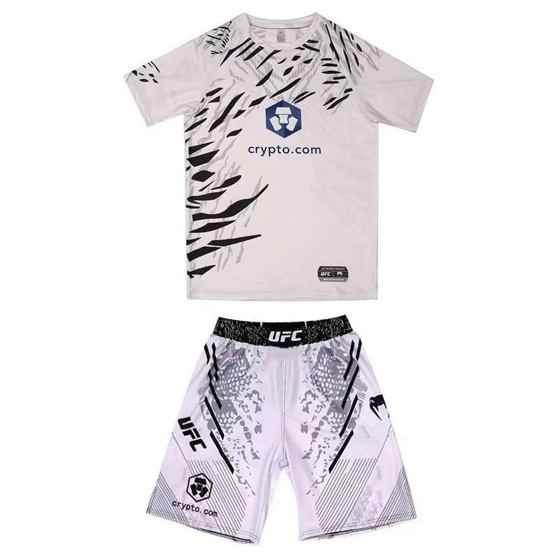 Conjunto de Shorts e Camiseta para Treino de Boxe MMA Homens Mulheres Muay Thai Esportes de Combate Alta Elasticidade Equipamento Fitness