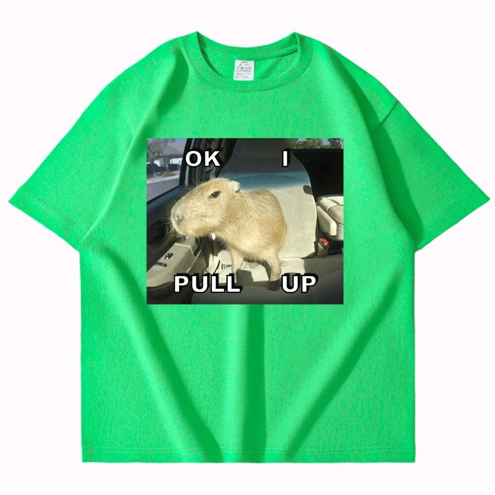 Capybara Meme lustige Streetwear Auto Pull Up Print T Shirt Capybaras Tops T-Shirts Shirt für Unisex Frauen Kawaii Vintage Sommer T-shirt