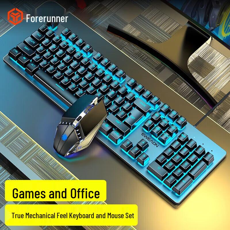 

EWEADN GX300 Wired Gaming Keyboard and Mouse Combo with Ice Blue Backlight