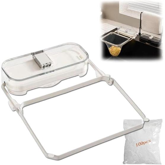 Mesh Mate Waste Rack, MeshMate Waste Rack, Multi-Purpose Mesh Mate Waste Rack, Meshmate Waste Rack Sink, Rotatable Kitchen Sink Strainer with 100Pcs