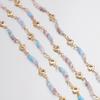1meter Crystal Beads Chain KC Gold Color Love Heart Beaded Copper Chains for Necklace Bracelet Jewelry Making DIY Components