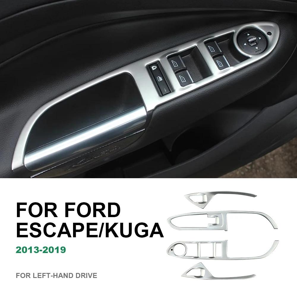 Stainless Steel Car Door Window Switch Button Panel Frame for Ford Escape Kuga 2013-2019 200000182:350853 чёрный