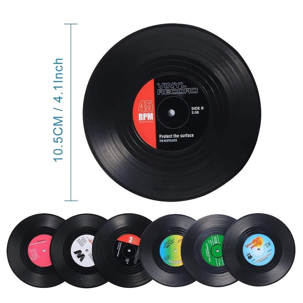6 Adet Renkli Retro Vinil Plak Disk Bardak Altlığı Komik Etiketlerle - Mobilyaların Kirlenmesini ve Çizilmesini Önleyin