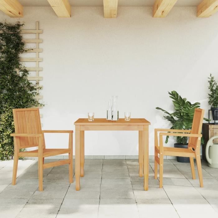 VidaXL Chaises de jardin empilables lot de 2 56,5x57,5x91 cm bois teck 364404