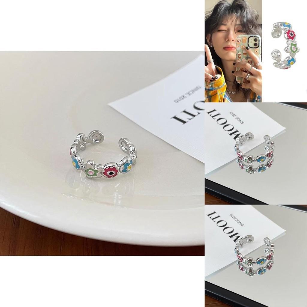 Creative Adjustable Floral Ring For Women Featuring Unique Colorful Spring Style Summer