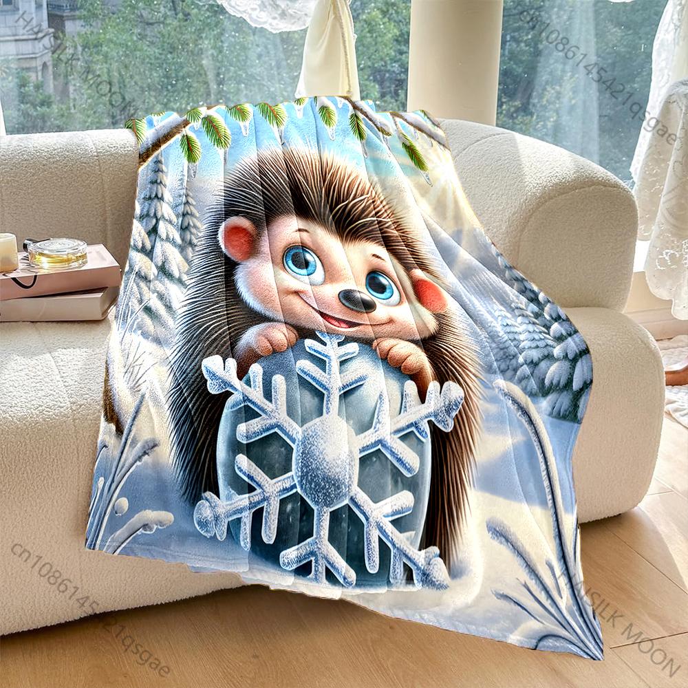

1PC Winter Scene with Snowflakes Pattern Blanket Flannel Material Soft Warm for All Seasons Home Outdoor Camping Picnics RV 75x100cm