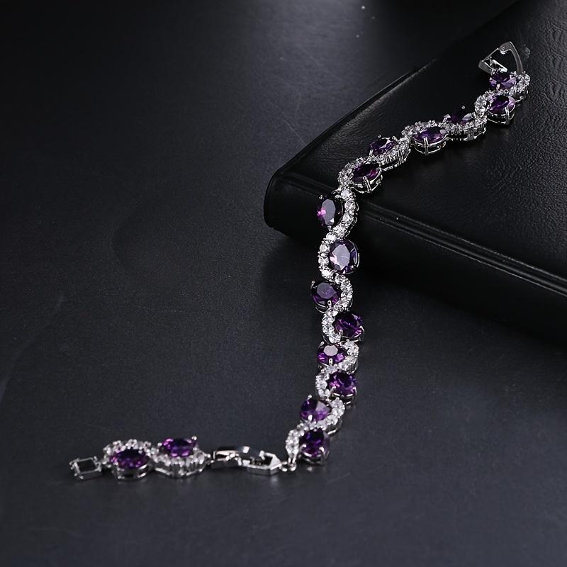1Pc Elegant And Dazzling Purple Oval Bracelet Suitable For Women'S Daily Wear And Banquets As Well As Holiday Gifts For Friends