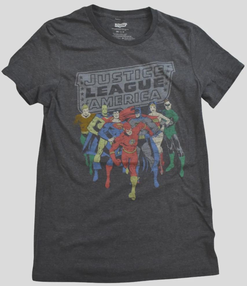 DC Comics Justice League Of America Mens Retro Distressed Print Shirt New Small 4XL