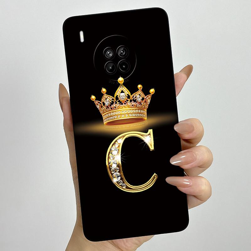 For Huawei Nova 8i Honor 50 Lite Crown Initial Letter Couple Phone Case Nova8i Honor 50Lite Soft Silicone TPU Protective Casing