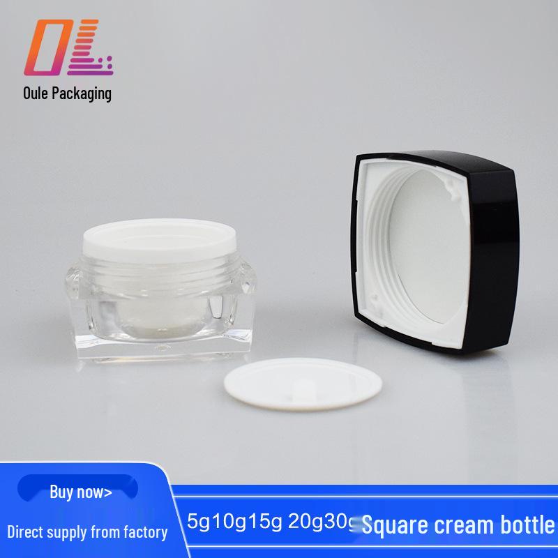 In Stock Square Acrylic Refillable Cosmetic Jars: 5g, 10g, 15g, 20g, 30g for Creams and Lotions