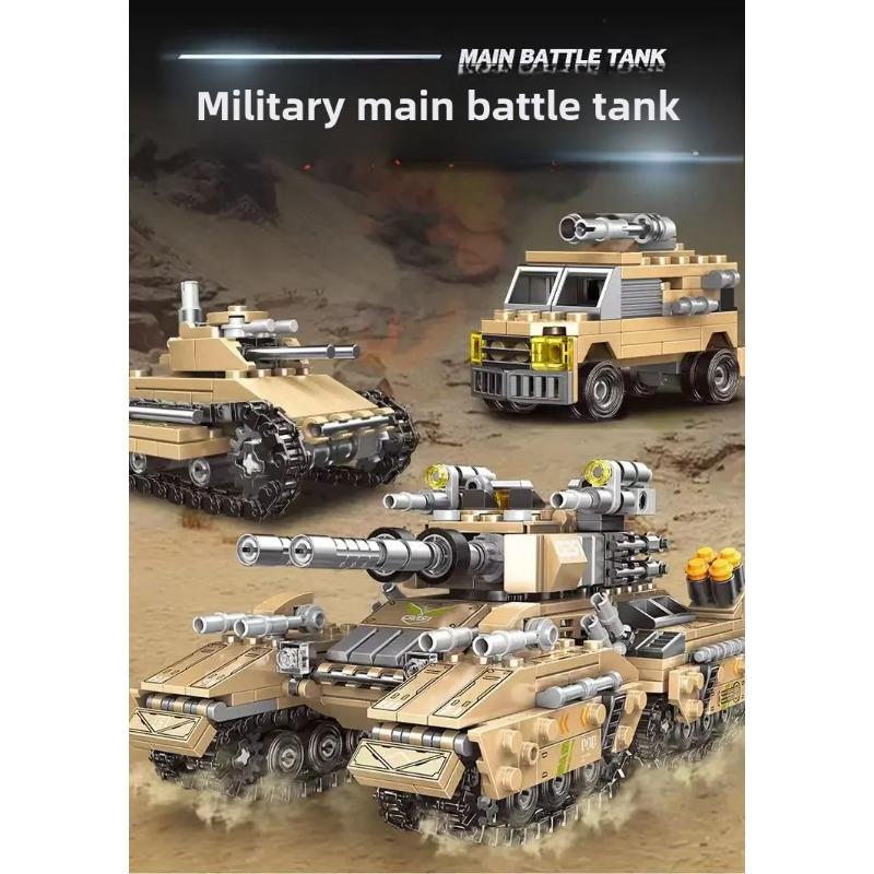 1028pcs World War 2 Military Vehicle Tank 8in1 Airplane Truck Model Building Block DIY Brick Kids Construction Toys Gifts