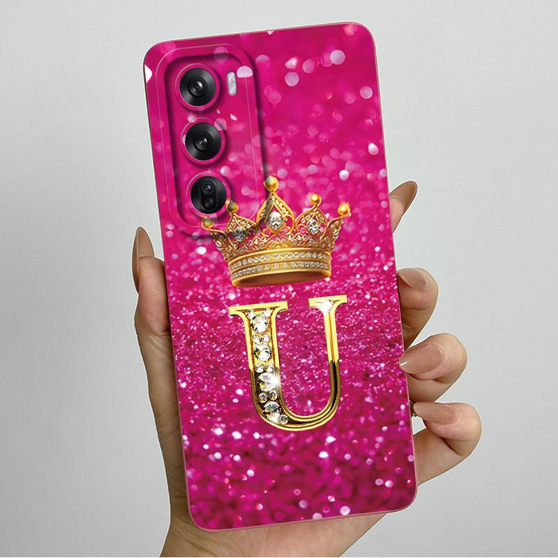 For OPPO Reno 12 Pro 5G Case Crown Letters Liquid Silicone Phone Cover For OPPO Reno12 Reno 12 12Pro Coque CPH2625 CPH2629 Funda