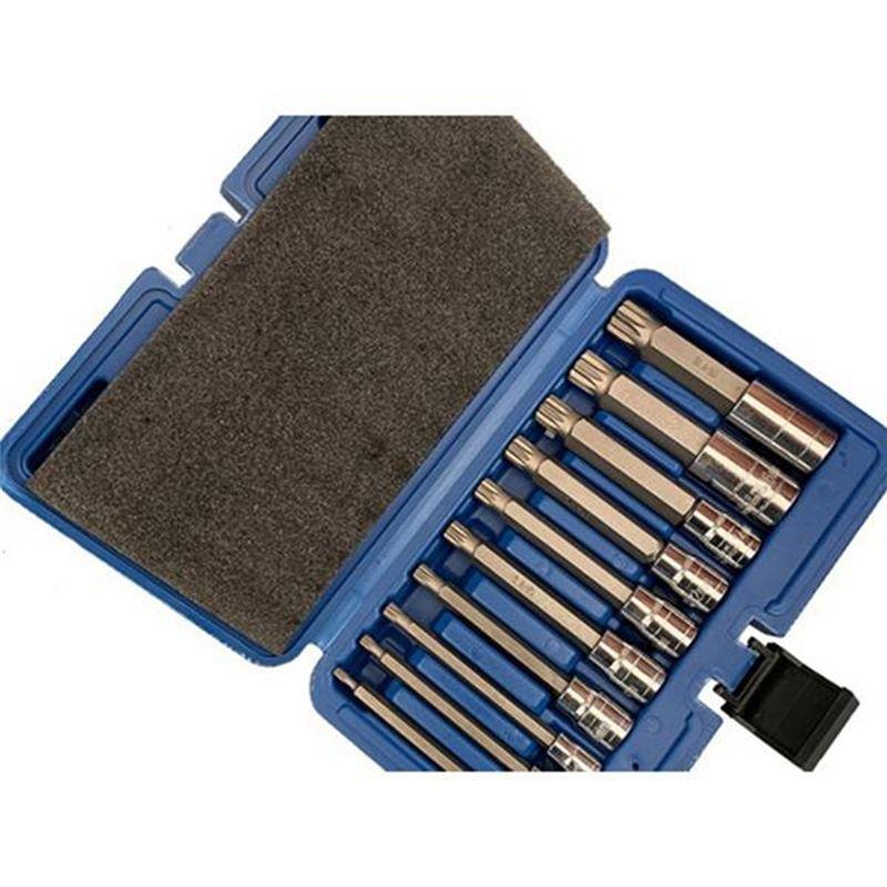 2025+ 10-Pack Triple Spline Driver Socket Set 1/4In 3/8In 1/2In Tamper Long Reach Machine Repair Auto Tools
