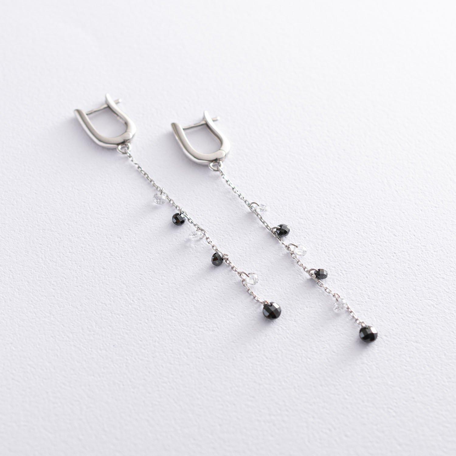 

Срібні сережки-підвіски з фіанітами. срібний