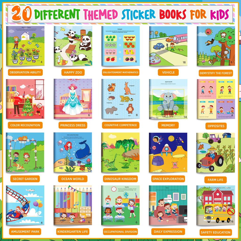 20 Sticker Books Concentration Potential Development Stickers Children'S Enlightenment Baby Early Education Books