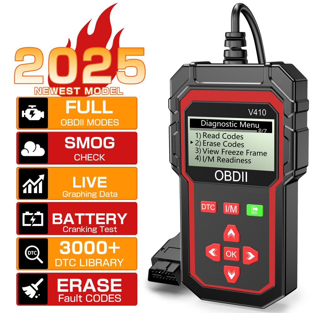 OBDII EOBD Read/Clear Fault Code OBD2 Code Reader ELM 327 V410 Car Diagnostic Tools OBD2 Scanner Digital Display Auto Engine System Detection
