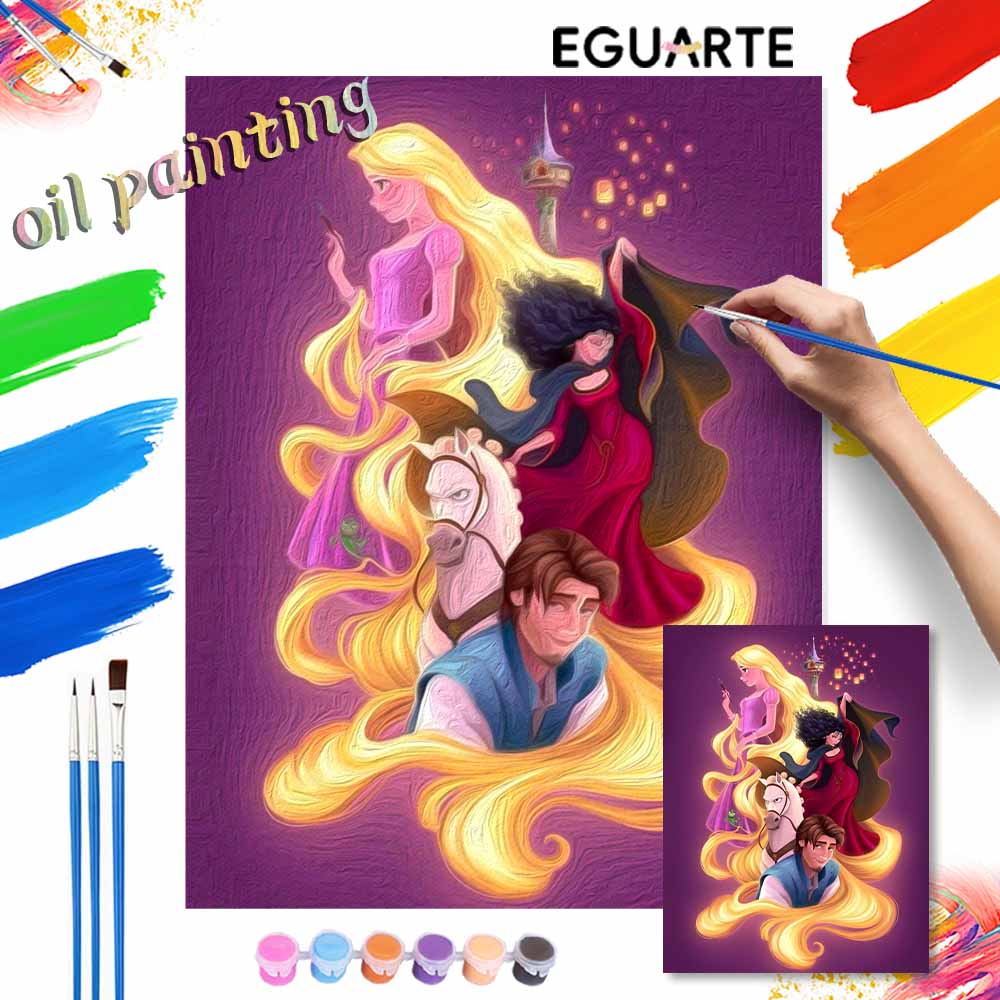 Disney Rapunzel Tangled oil painting art set handmade diy gift home decoration
