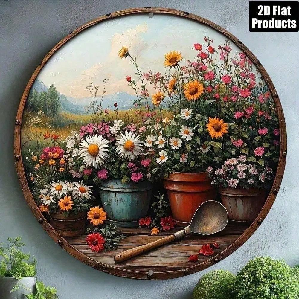 

Vintage Round Metal Wall Art 8x8 Inch Black Iron Sign Handmade Rustic Home Garden Decor різнокольоровий