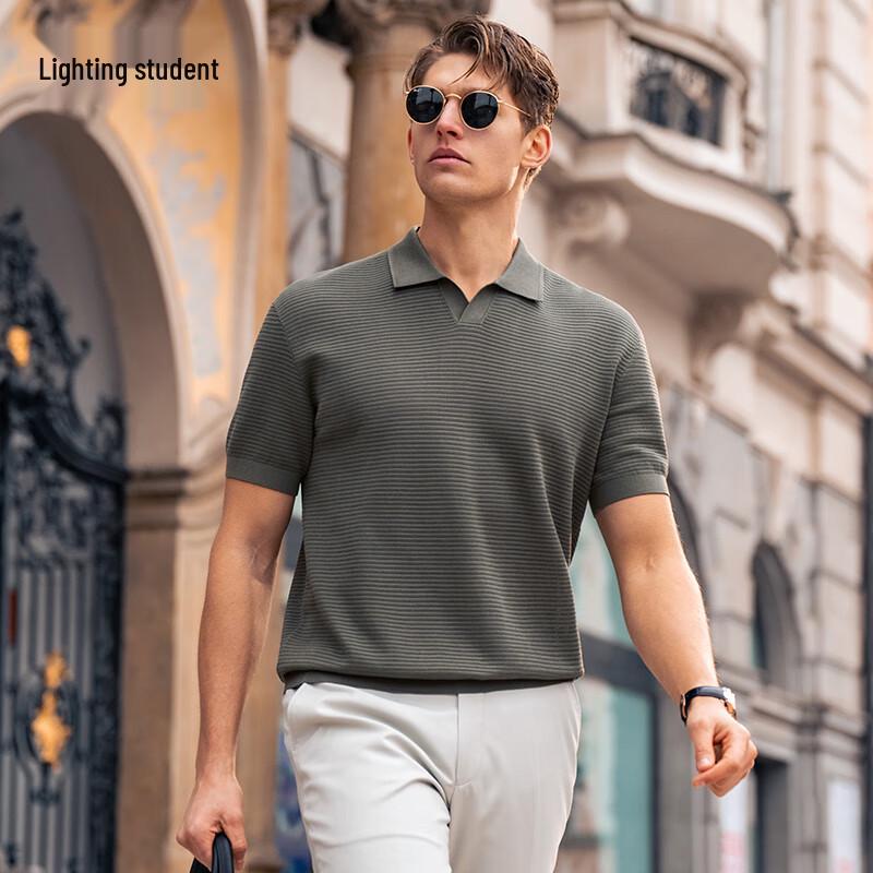 

Men s Solid Seagull Collar Short Sleeve T-Shirt L (175)