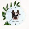 Amerykański Staffordshire Terrier, Amstaff, Amstaf -Geometryczny Zegar Ścienny Ze Zdjęciem I Napisem Marki Art-Dog