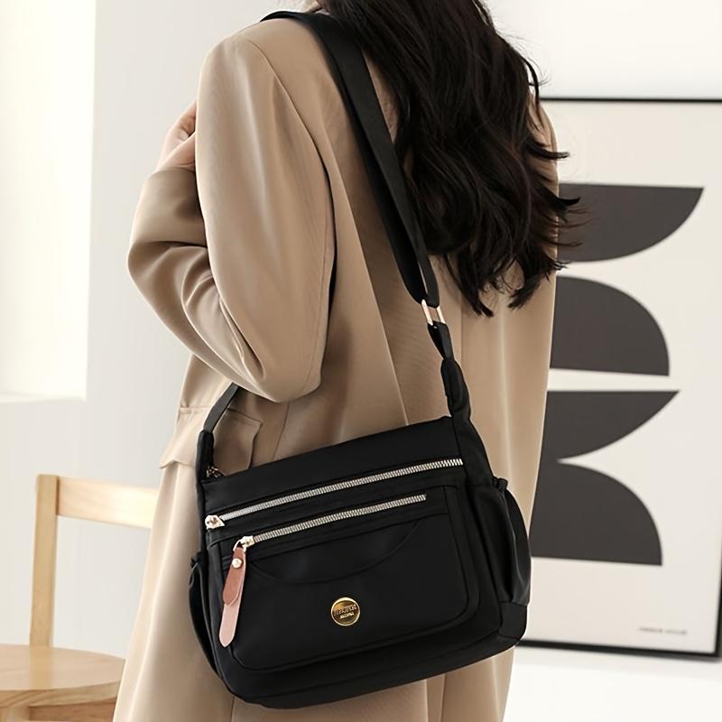 Unisex Neutral Square Shoulder Crossbody Bag, Stylish And Casual, Multi-Layer Messenger Bag [Zipper Direction Random]