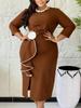 D612 Women's Winter 2025 Elegant Ruffle Bodycon Slit Dress