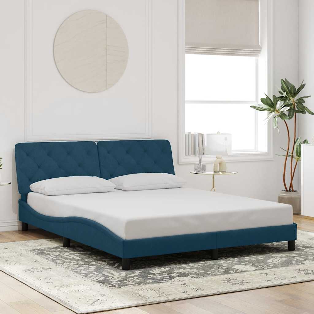 Bed Frame without Mattress Blue 160 x 200 cm Velvet