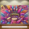 2D flat design, one-person carnival party background with Brazilian samba drums and sand balls - a vibrant carnival them