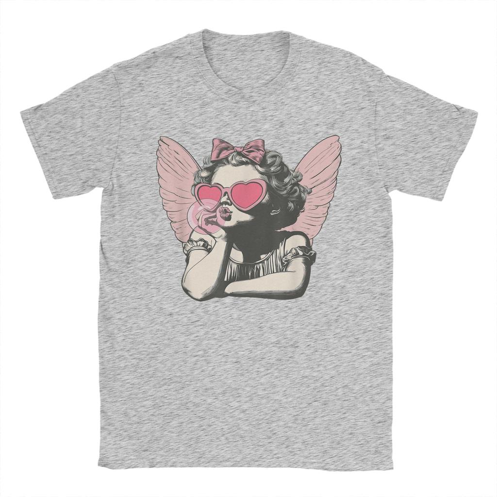 Retro Cupid Valentine Day Cute Cupid Blowing Bubble TShirt Summer  Harajuku TShirts Unisex Tees Short Sleeve Classic Tshirt