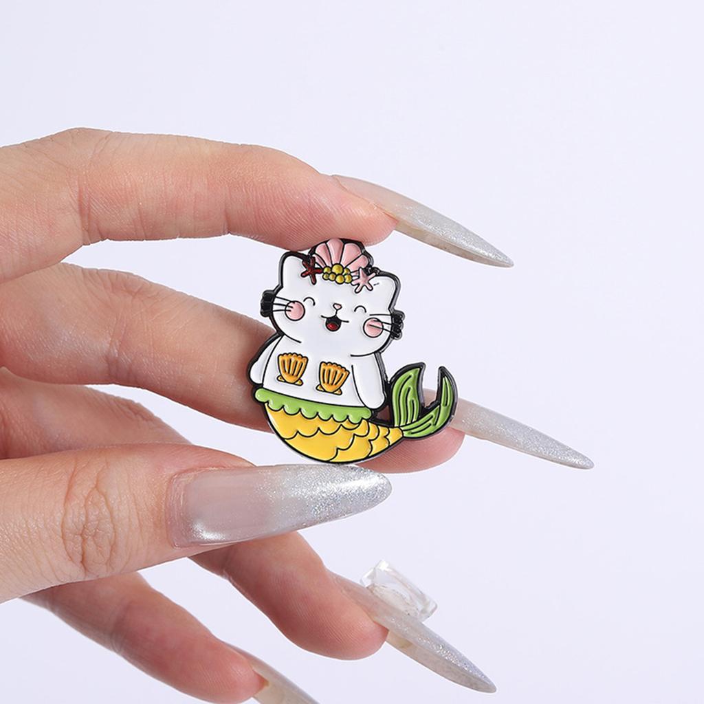 Adorable Mermaids Cats Brooch With Vibranting Color Sturdy Pin Designs Unisex Fashion Accessory For Daily Use Event