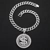 Hip Hop Spinning Dollar Pendant Jewelry Street Rap Rock Style Knife Necklace Jewelry