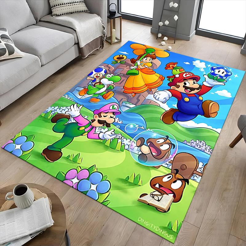 1pc Mario Bros Adventure Carpet for Playroom Bedroom Living Room Sofa Home Decor,kids Game Area Rug Non-slip Floor Mat Y72919