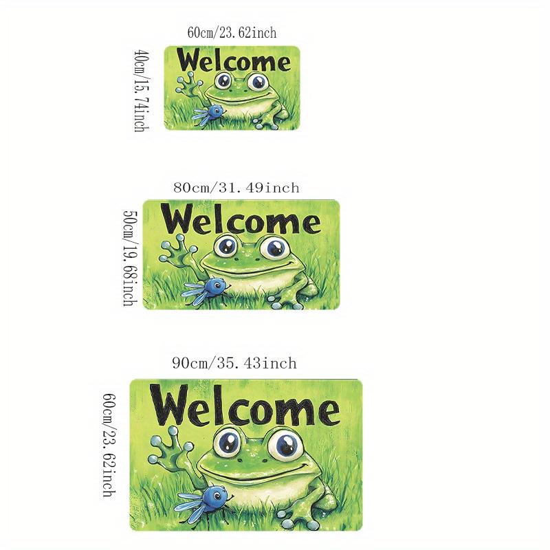 VIKAMA Cartoon Frog Welcome Entry Door Mat Entryway Floor Mat Anti Slip Dirty Resistant Ins Style Decorative Carpet Home Decor 40x60cm