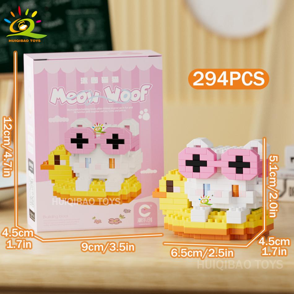 MINI Working Cat Pet Dog Micro Model Building Block Set Kids City Cartoon Animal Diamond Bricks Educational Toys Adult