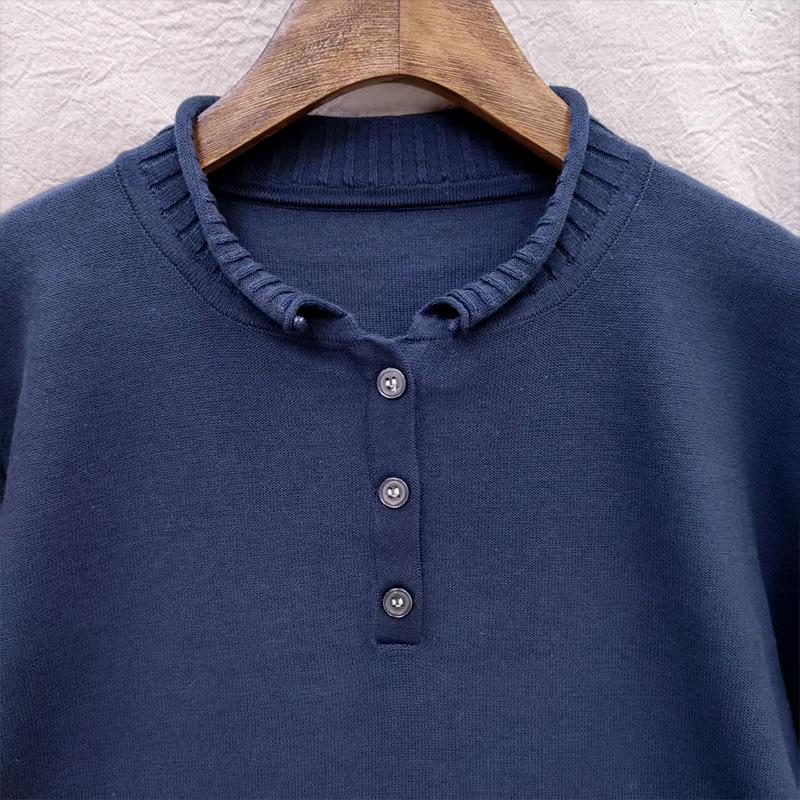 New Style Women's Combed Cotton Half-Zip Knit Pullover Sweater Base Layer