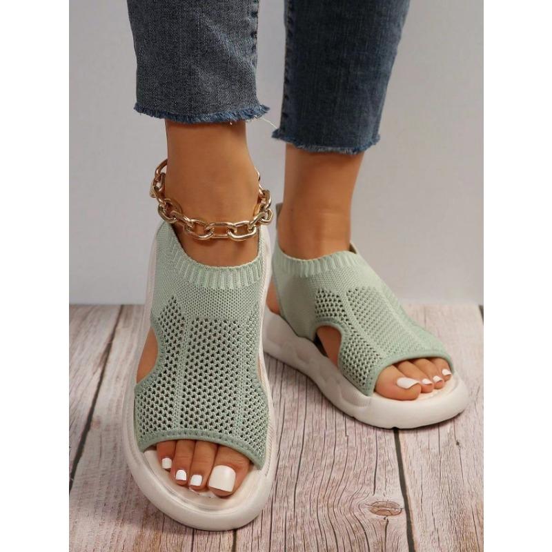 Womens Sandals Mesh Hollow Summer New Sport Fashion Platform 2024 Designer Flat with Casual Basic Solid Flip Flops Ladies Shoes