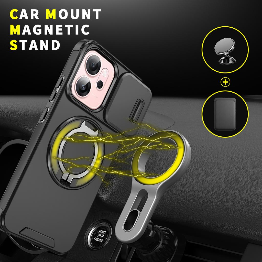 Armor Shockproof Funda For Oppo Reno 14 Pro 14F 4G 5G Case Car Magnetic Holder Cover for Reno14 14pro Slide Lens Protect Coque