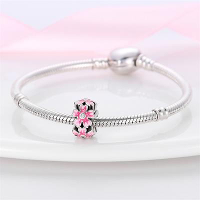 Charms 925 Srebrne Motyle Kwiaty Kolorowe Cyrkon Silikonowe Koraliki Przekładkowe Pasują Do Pandory 925 Oryginalne Bransoletki Fine DIY Biżuteria