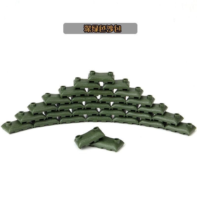 

Конструктор полевых бункеров, сцена с мешками с песком, построенный мир, аксессуары для игрушечных солдат Второй мировой войны, строительные блоки 50 темно-зеленого