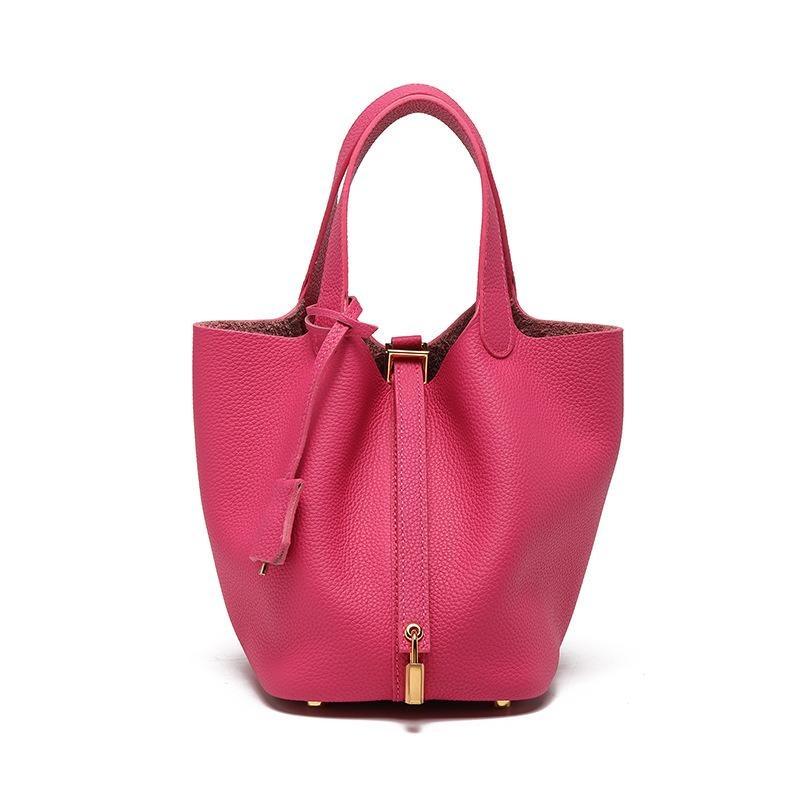 Vegetable Basket Bag Women's High-quality Leather Exquisite Bucket Bag, Niche Large-capacity Women's High-end Handbag